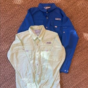 2 Columbia Youth Large Button Down Fishing Shirts - NWOT